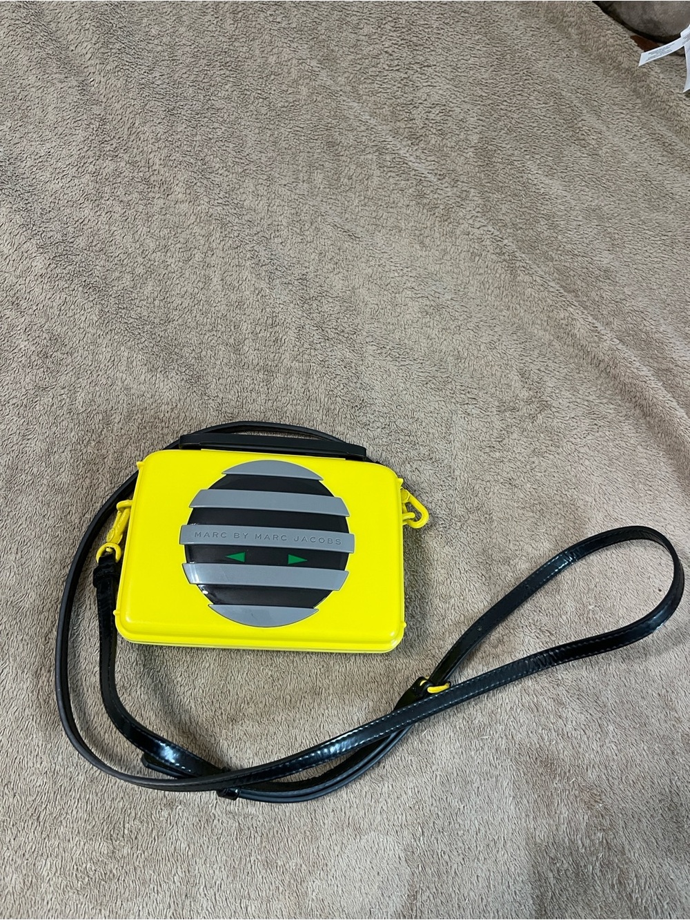 Marc by Marc Jacobs Yellow Crossbody Cassette Bag with Black Strap